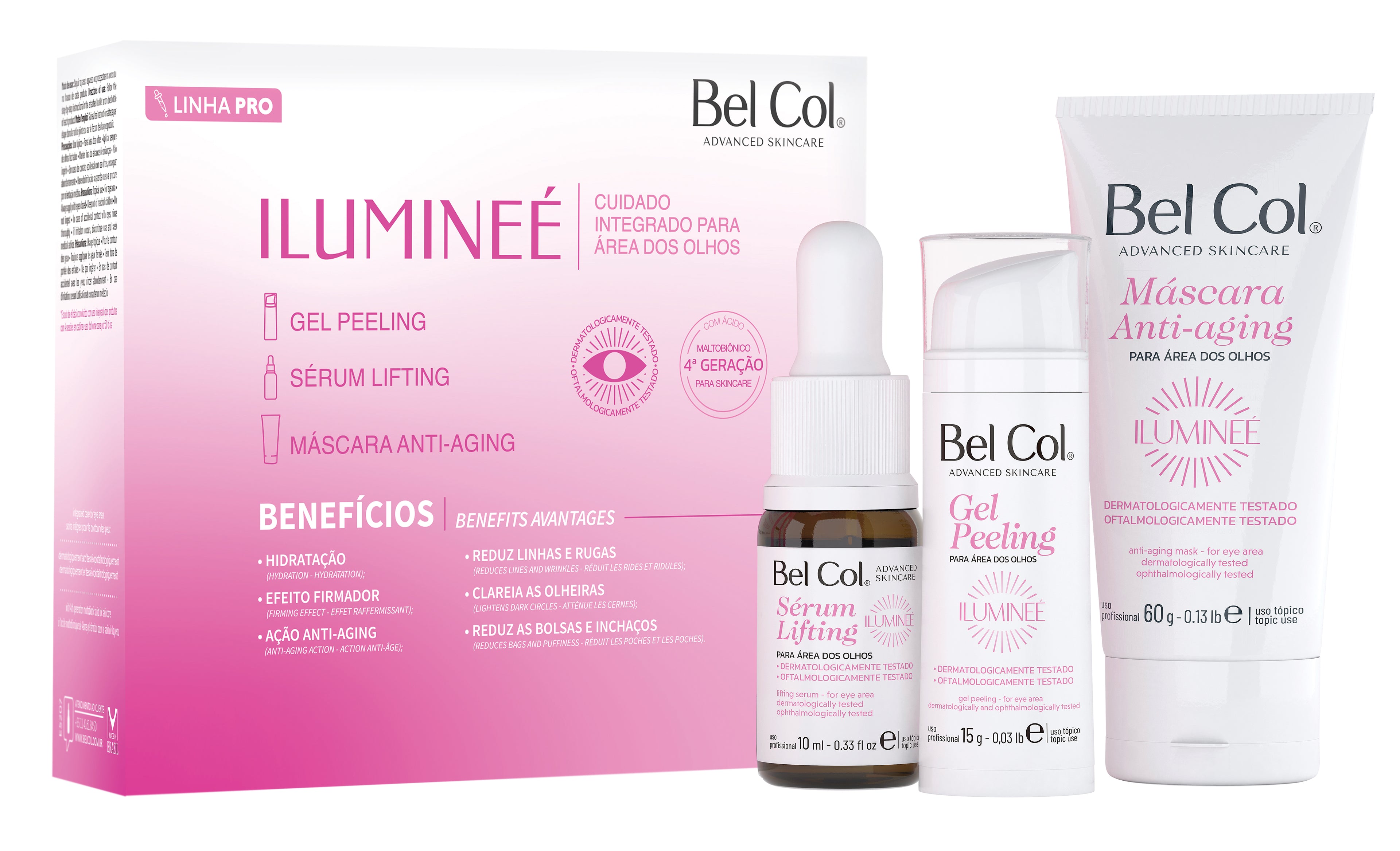 Box Ilumineé Pró-eye – Kit Soin Professionnel Zone des Yeux – Contient 3 Articles