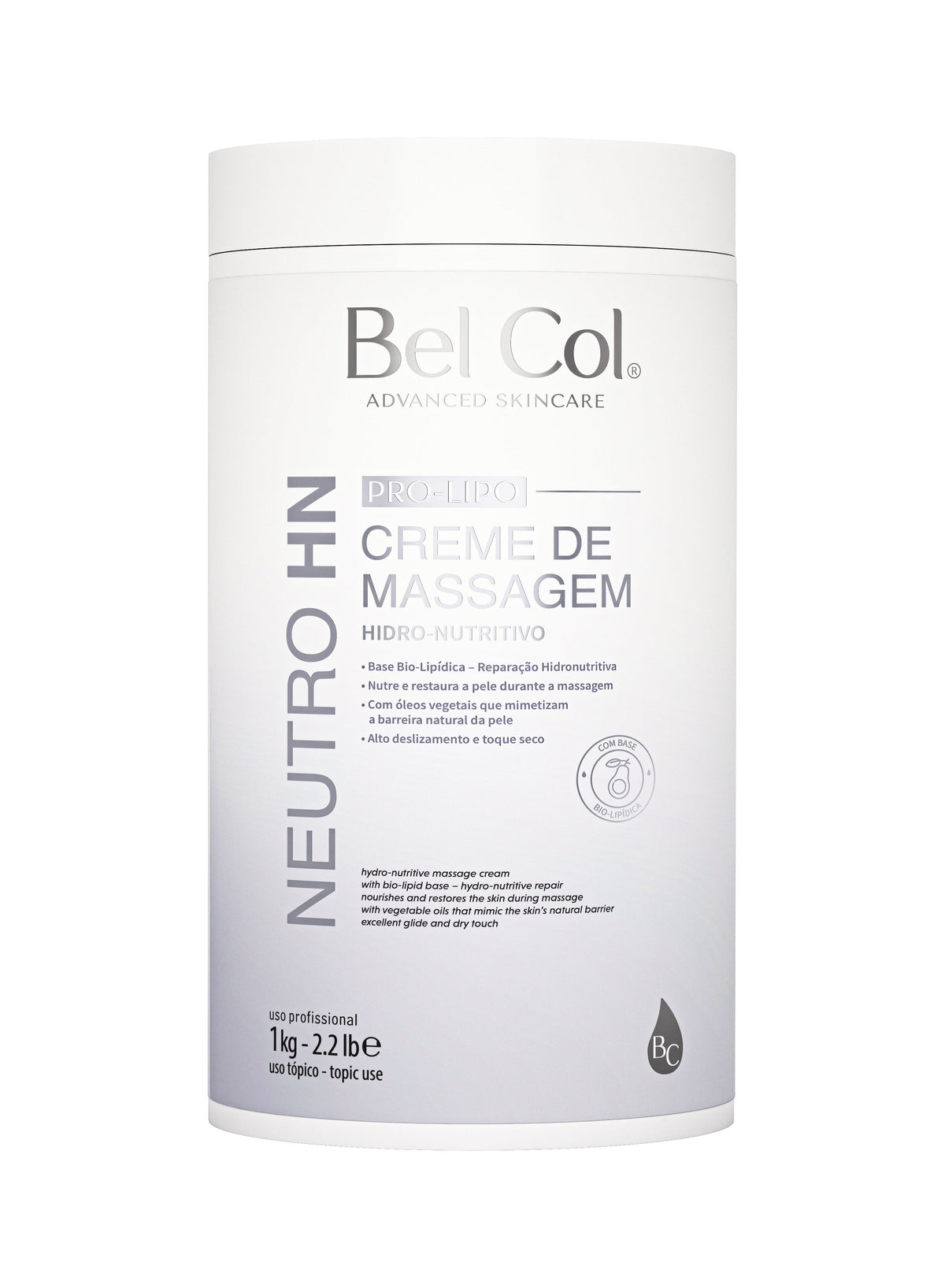 PROLIPO Neutro HN – Crème de Massage Neutre Bio-Lipidique Bel Col – 1 kg